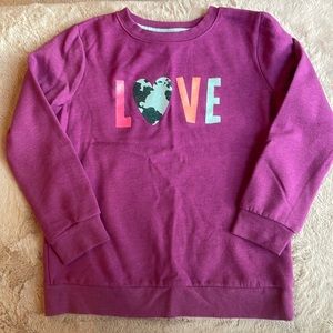 Purple sweatshirt. Colorful love design. Never worn.